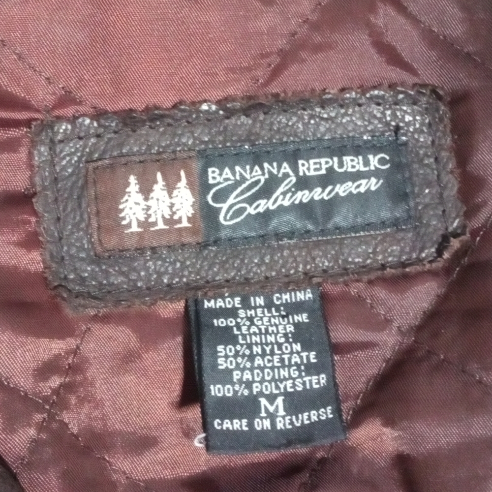 Banana Republic Brown Leather Rancher Zip Detachable Shearling Collar Jacket Med - Picture 8 of 15